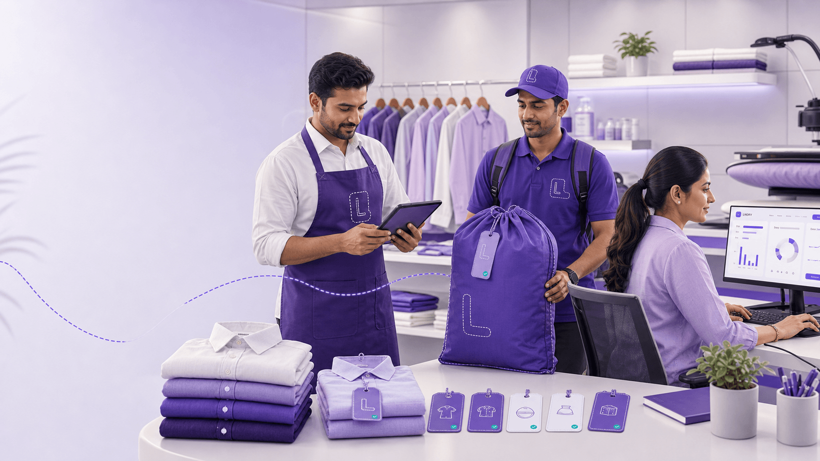 A LNDRY partner team coordinating garment care, pickup, and marketplace operations